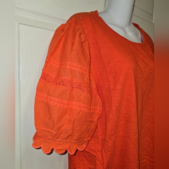 Ralph Lauren  Coquette Hippie Black Label  Jersey Orange  Short Puff Sleeves S2X - Picture 5 of 12